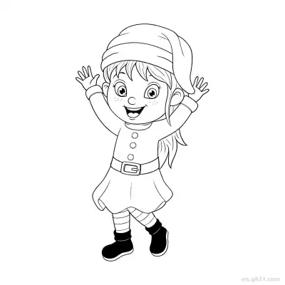 穿冬装外套的女孩涂色页 – 免费可打印简笔画涂色画
