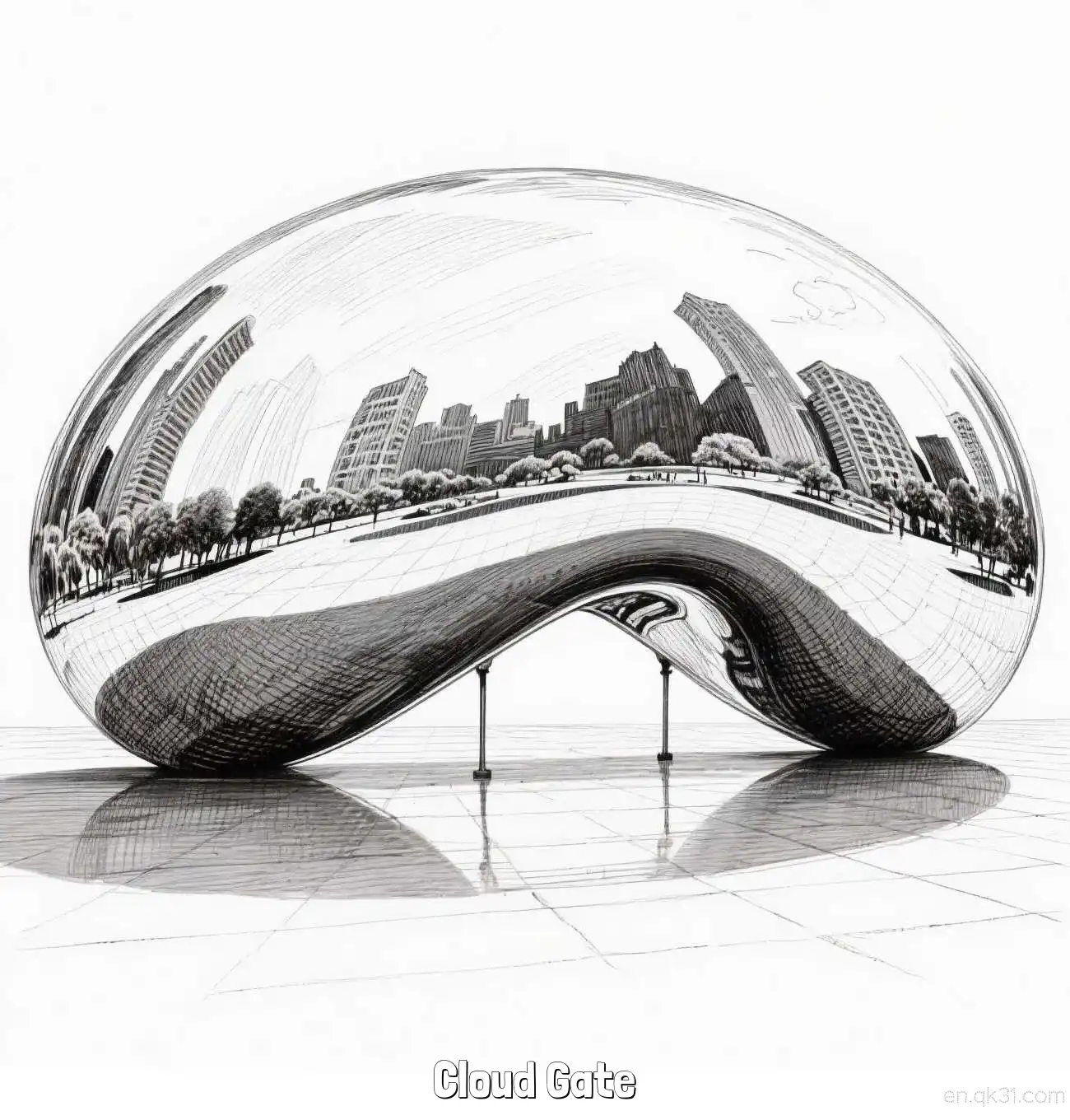 云门 简笔画 素描 涂鸦 - 免费可打印美国知名景点 下载PDF简笔画涂色画 – 为儿童和成人提供的免费可打印简笔画涂色画