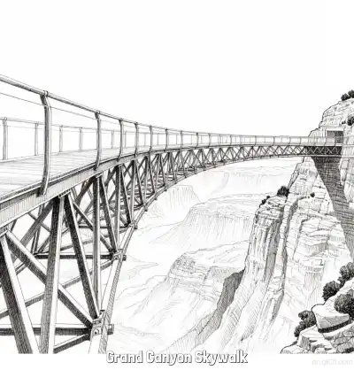 大峡谷天空步道 简笔画 素描 涂鸦 - 免费可打印美国知名景点 下载PDF – 免费可打印简笔画涂色画