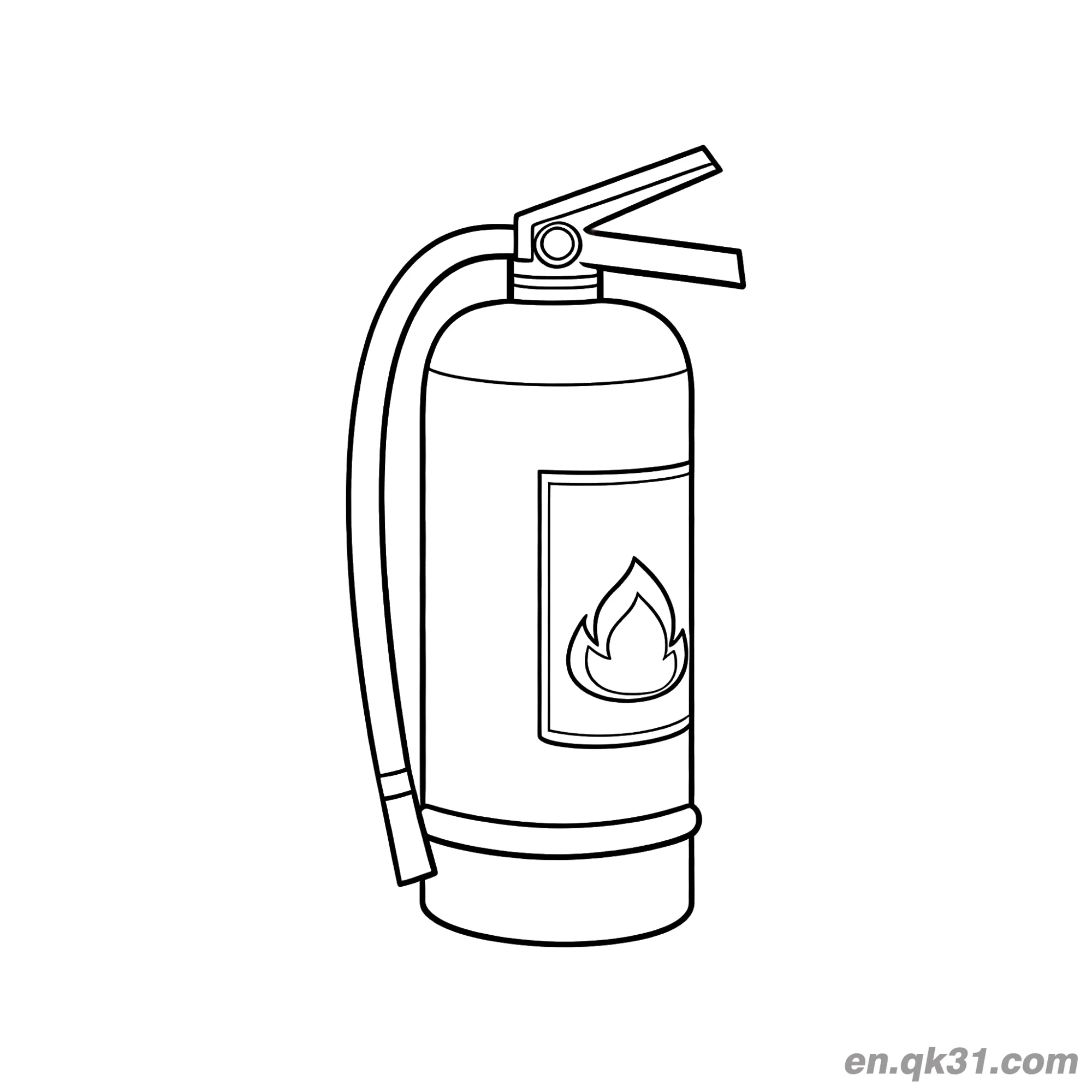 免费 灭火器涂色图 简笔画涂色页