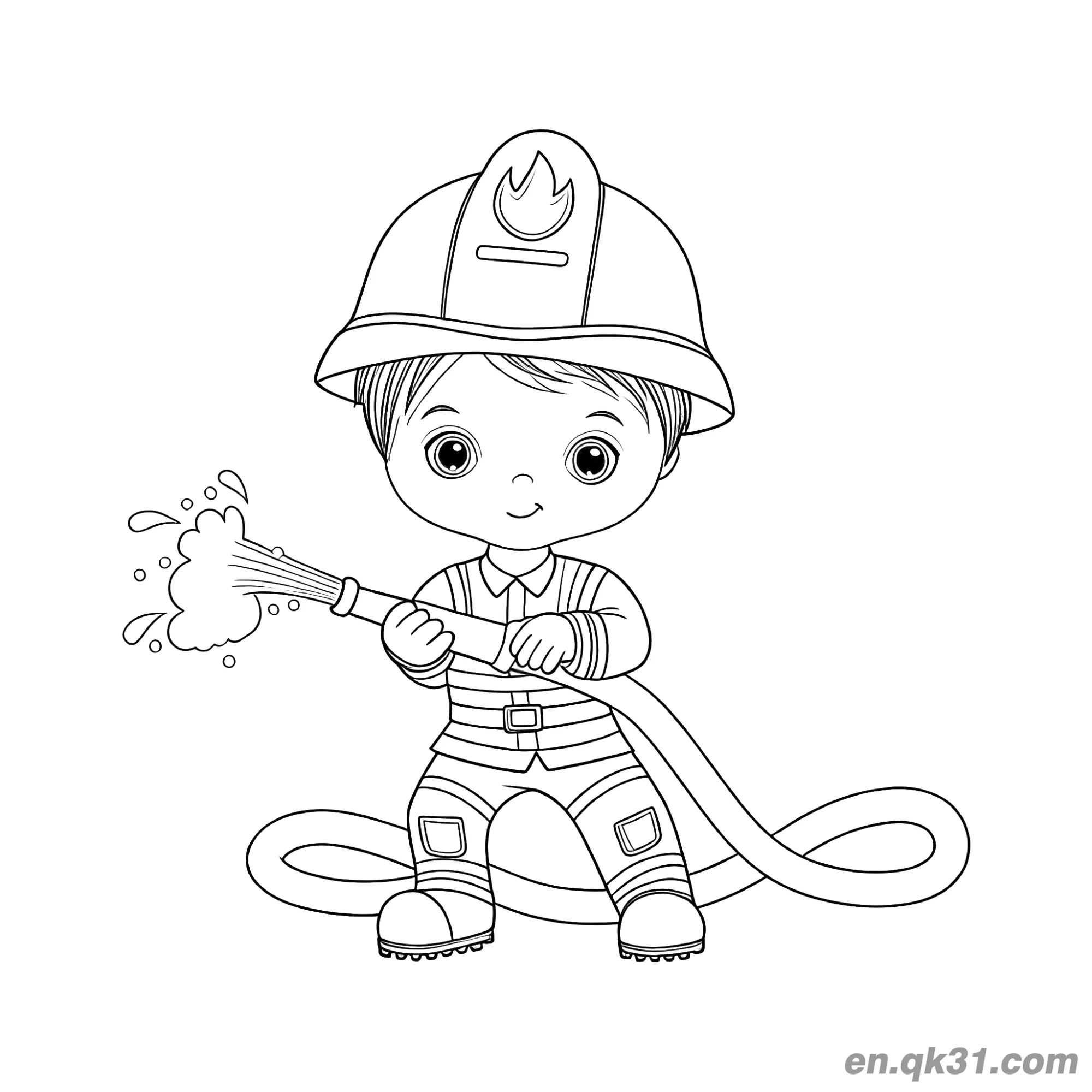 免费 消防站插画涂色图 简笔画涂色页
