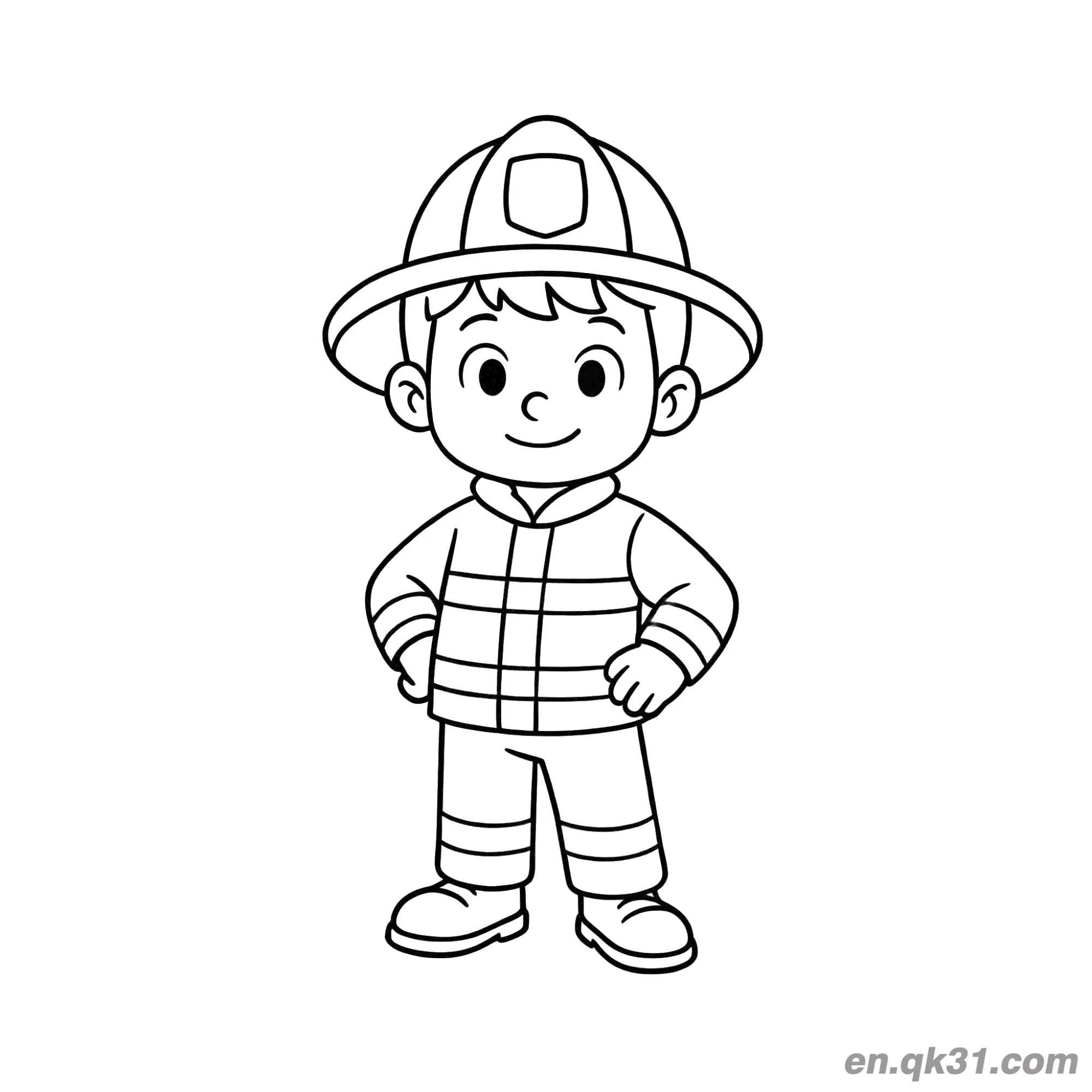 免费 消防英雄角色涂色图 简笔画涂色页
