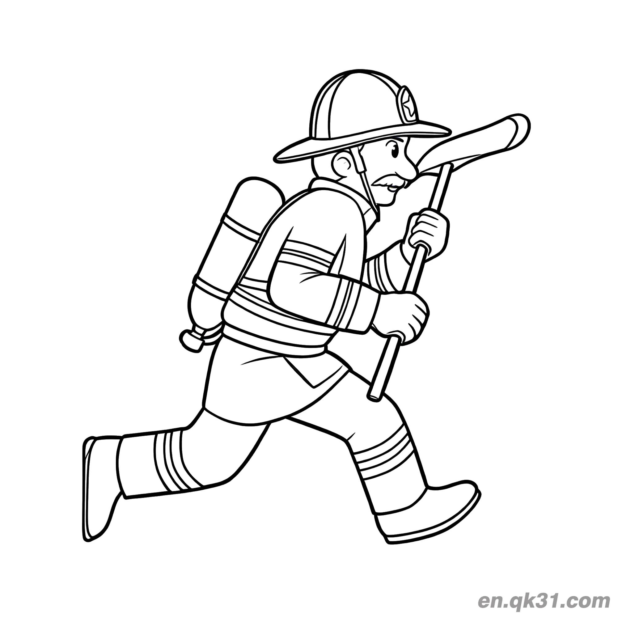 免费 消防员安全防护服涂色图 简笔画涂色页