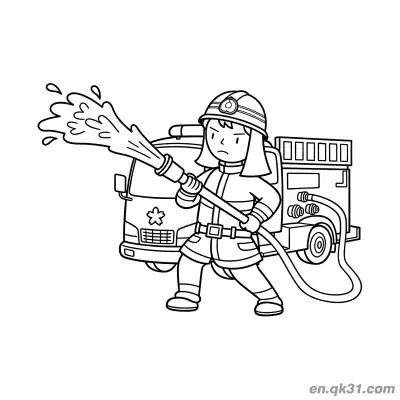 站立消防员涂色图 – 免费可打印简笔画涂色画