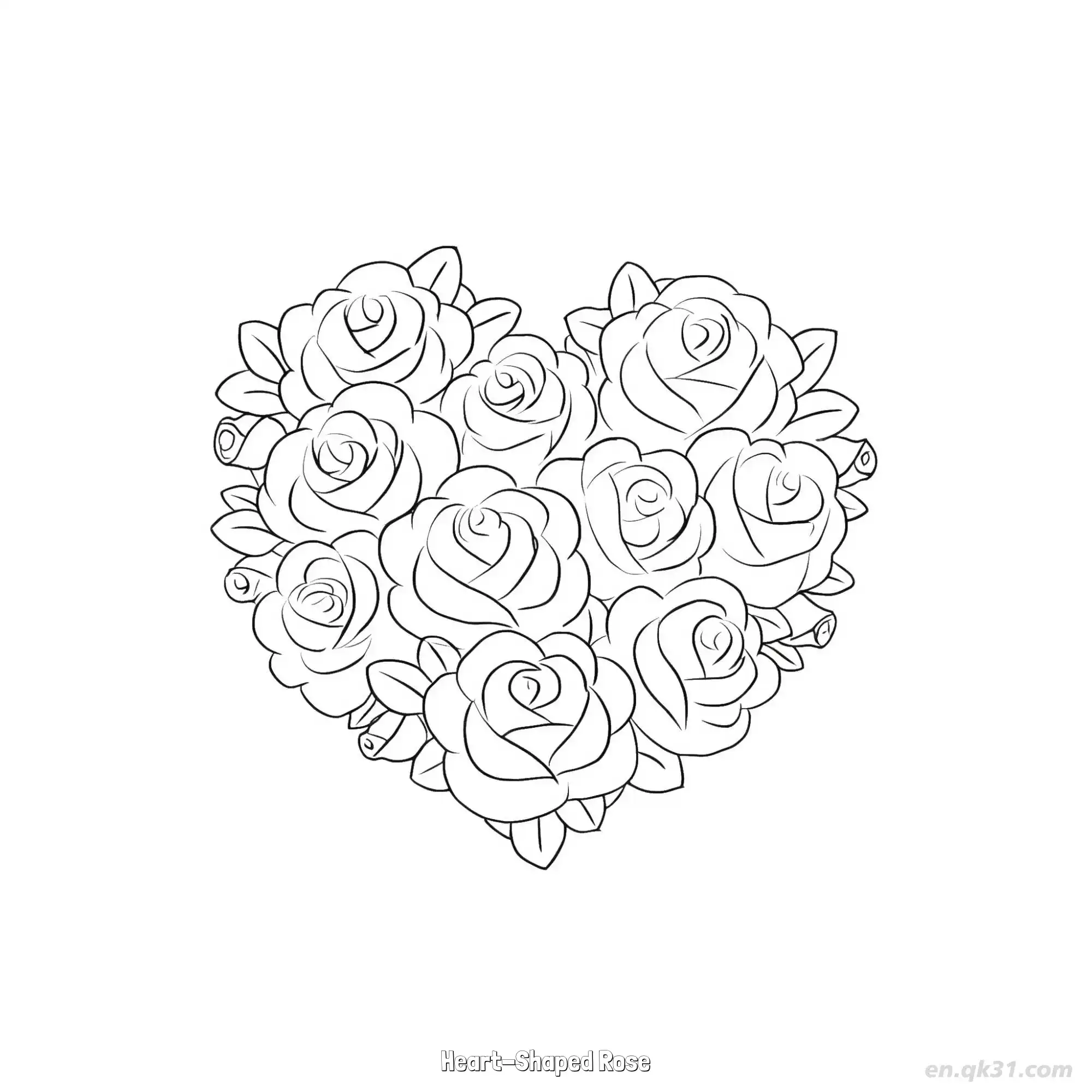 免费 心形玫瑰 简笔画 素描 涂鸦 - 免费可打印 玫瑰花简笔画 下载PDF 简笔画涂色页