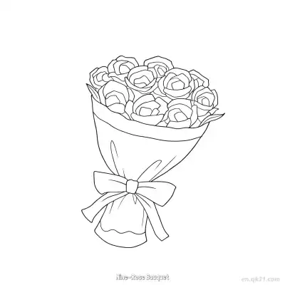 九朵玫瑰花束 2简笔画 素描 涂鸦 - 免费可打印 玫瑰花简笔画 下载PDF – 免费可打印简笔画涂色画