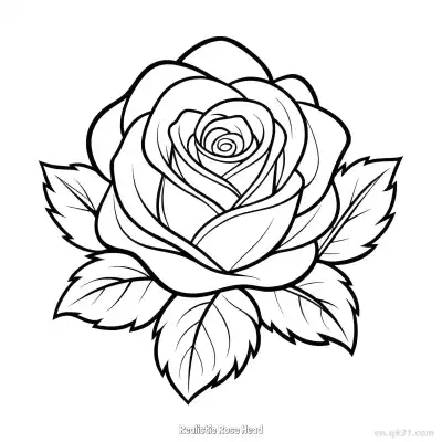 写实玫瑰花头 简笔画 素描 涂鸦 - 免费可打印 玫瑰花简笔画 下载PDF – 免费可打印简笔画涂色画