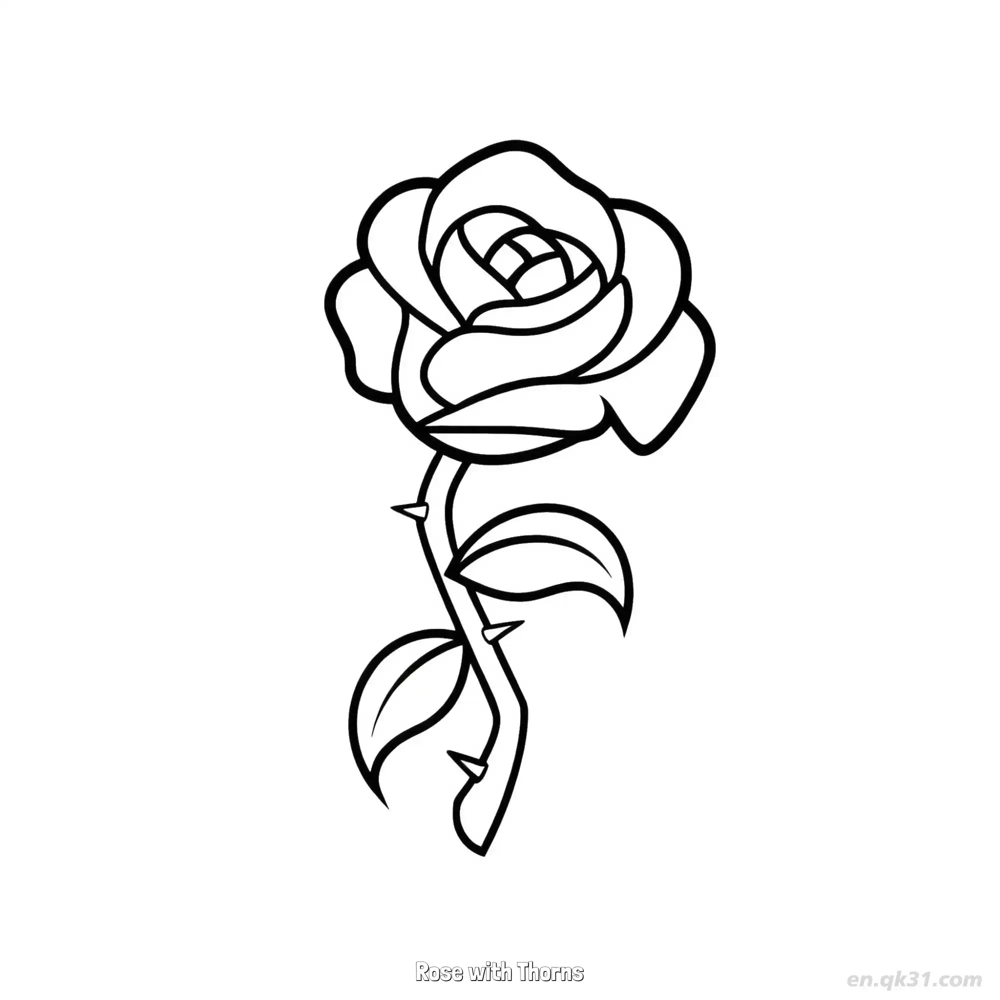 免费 带刺的玫瑰 简笔画 素描 涂鸦 - 免费可打印 玫瑰花简笔画 下载PDF 简笔画涂色页