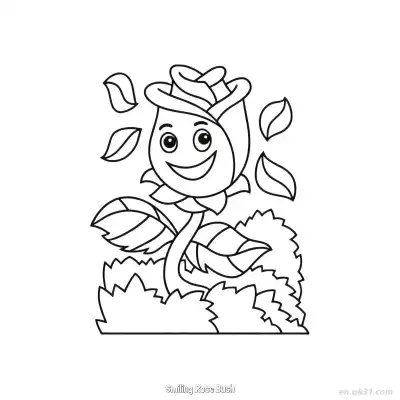 微笑玫瑰花丛 简笔画 素描 涂鸦 - 免费可打印 玫瑰花简笔画 下载PDF – 免费可打印简笔画涂色画