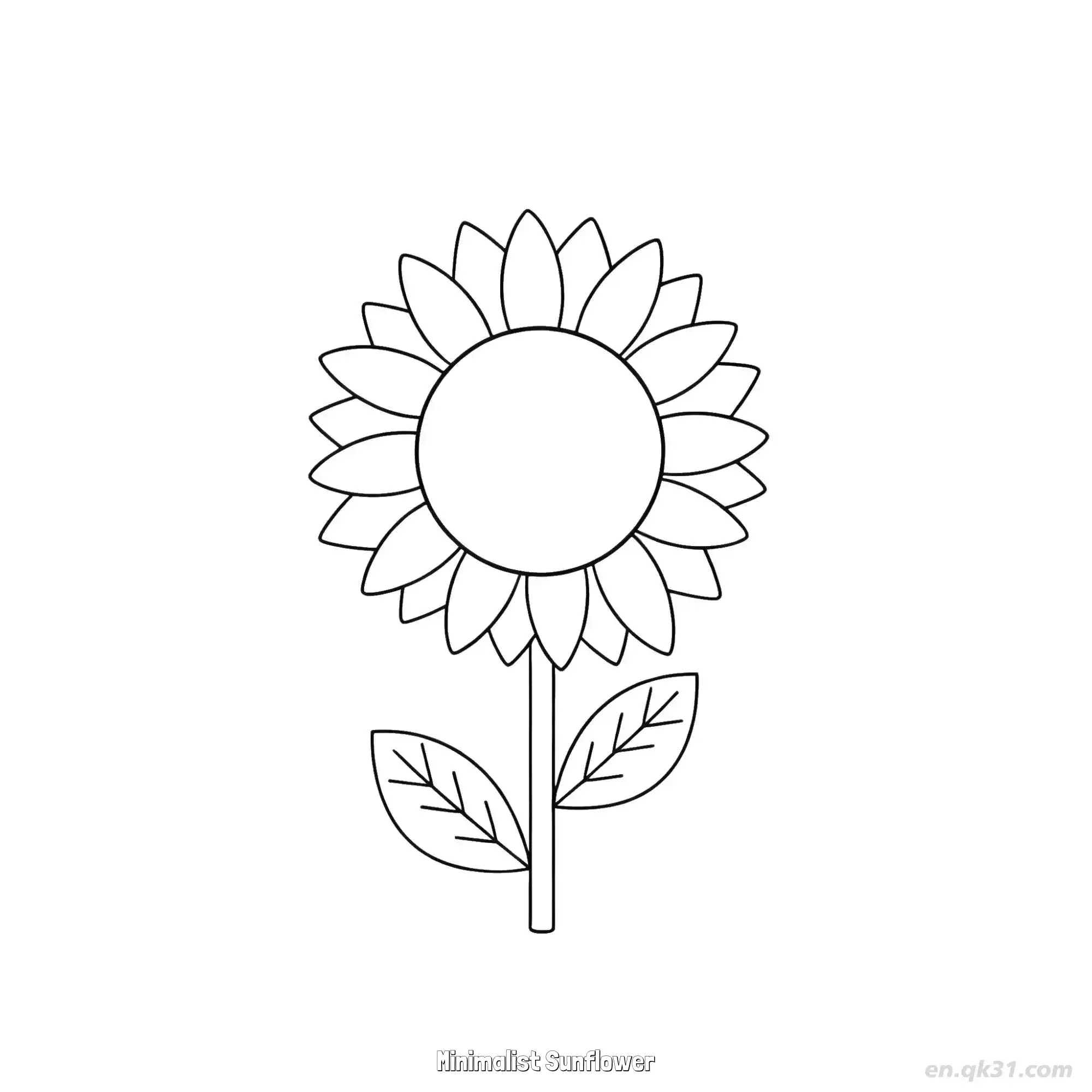 免费 极简向日葵 简笔画 素描 涂鸦 - 免费可打印 向日葵简笔画 下载PDF 简笔画涂色页