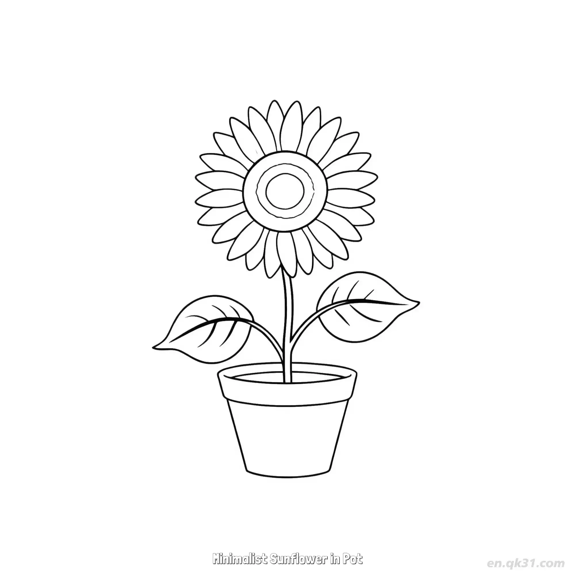免费 极简盆栽向日葵 简笔画 素描 涂鸦 - 免费可打印 向日葵简笔画 下载PDF 简笔画涂色页