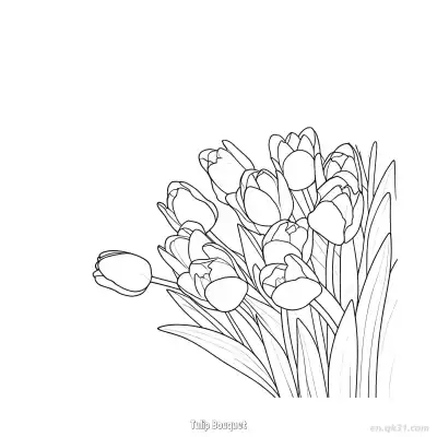 郁金香花束 简笔画 素描 涂鸦 - 免费可打印 郁金香简笔画 下载PDF – 免费可打印简笔画涂色画