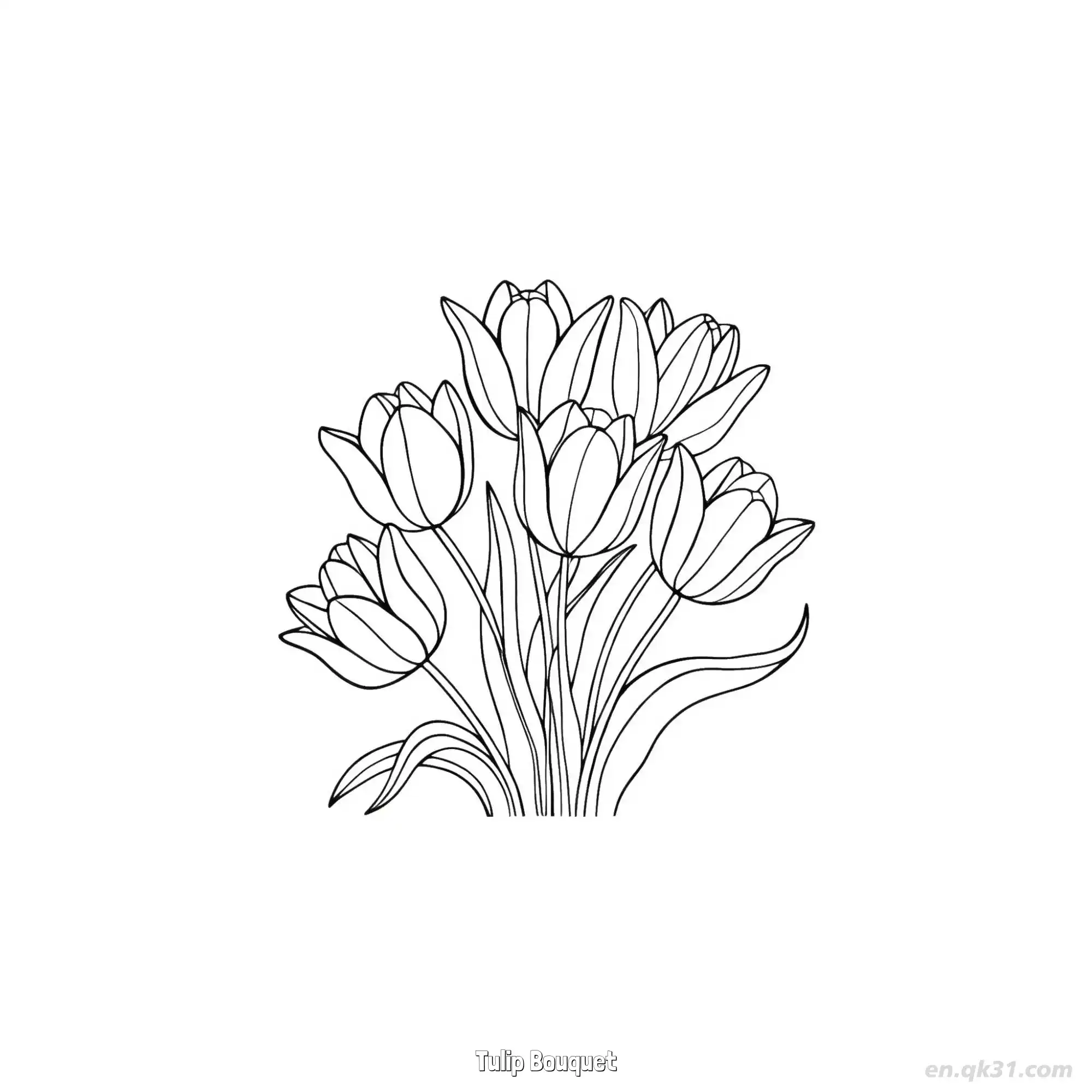 免费 郁金香花束 2简笔画 素描 涂鸦 - 免费可打印 郁金香简笔画 下载PDF 简笔画涂色页