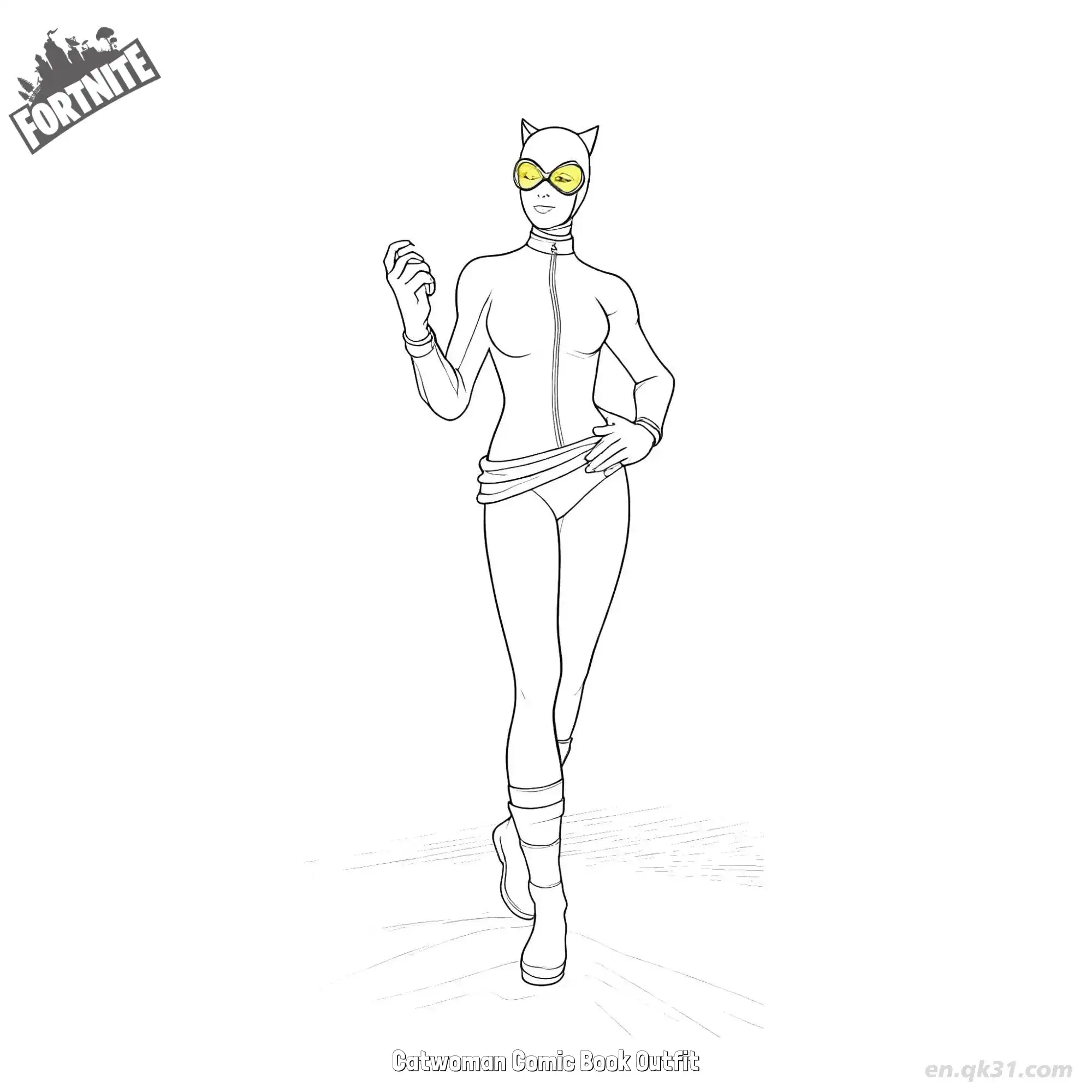 免费 漫画版猫女 简笔画 素描 涂鸦 - 免费可打印堡垒之夜 下载PDF 简笔画涂色页