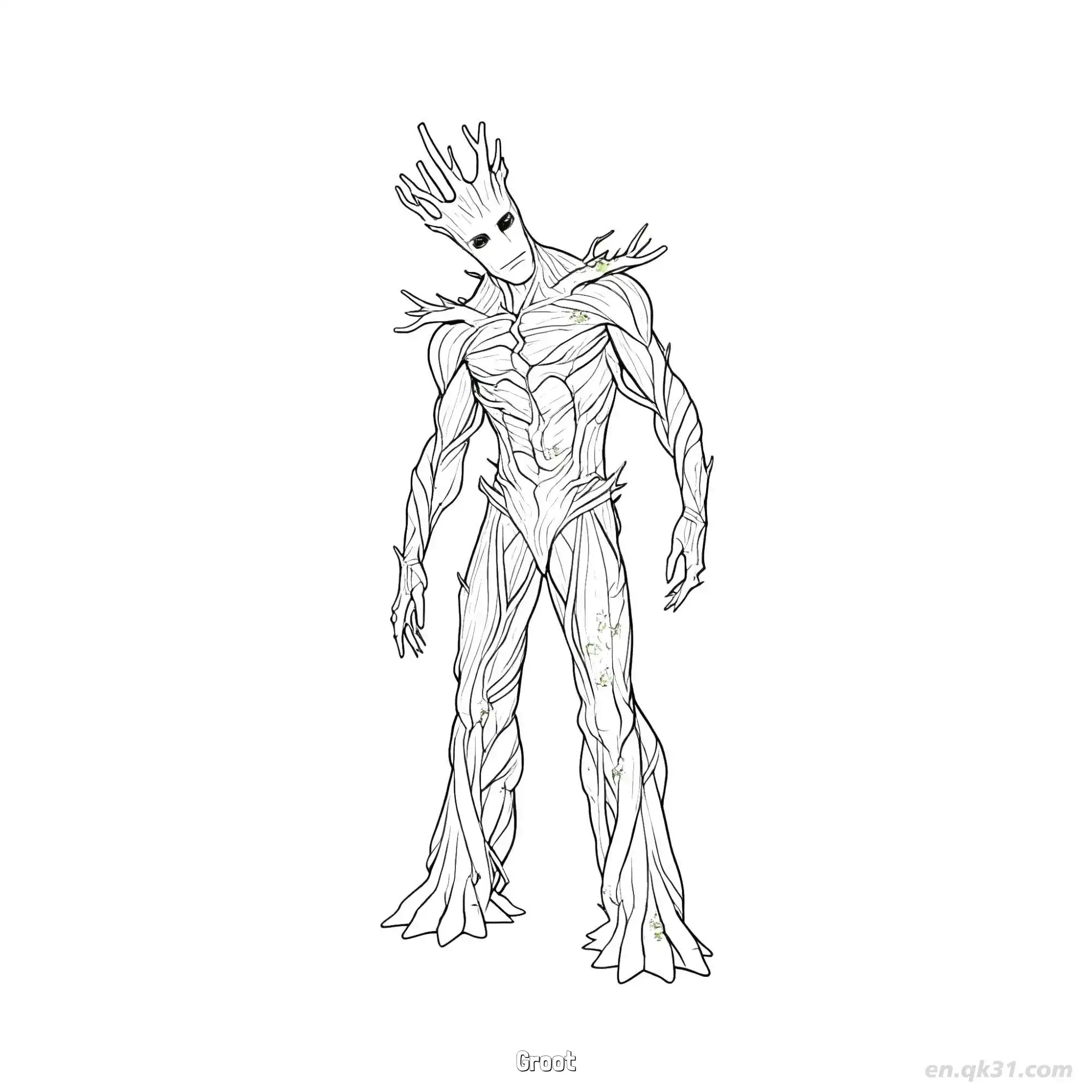 免费 格鲁特 简笔画 素描 涂鸦 - 免费可打印堡垒之夜 漫威系列 下载PDF 简笔画涂色页
