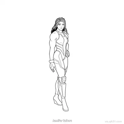 詹妮弗·沃尔特斯 2简笔画 素描 涂鸦 - 免费可打印堡垒之夜 漫威系列 下载PDF – 免费可打印简笔画涂色画