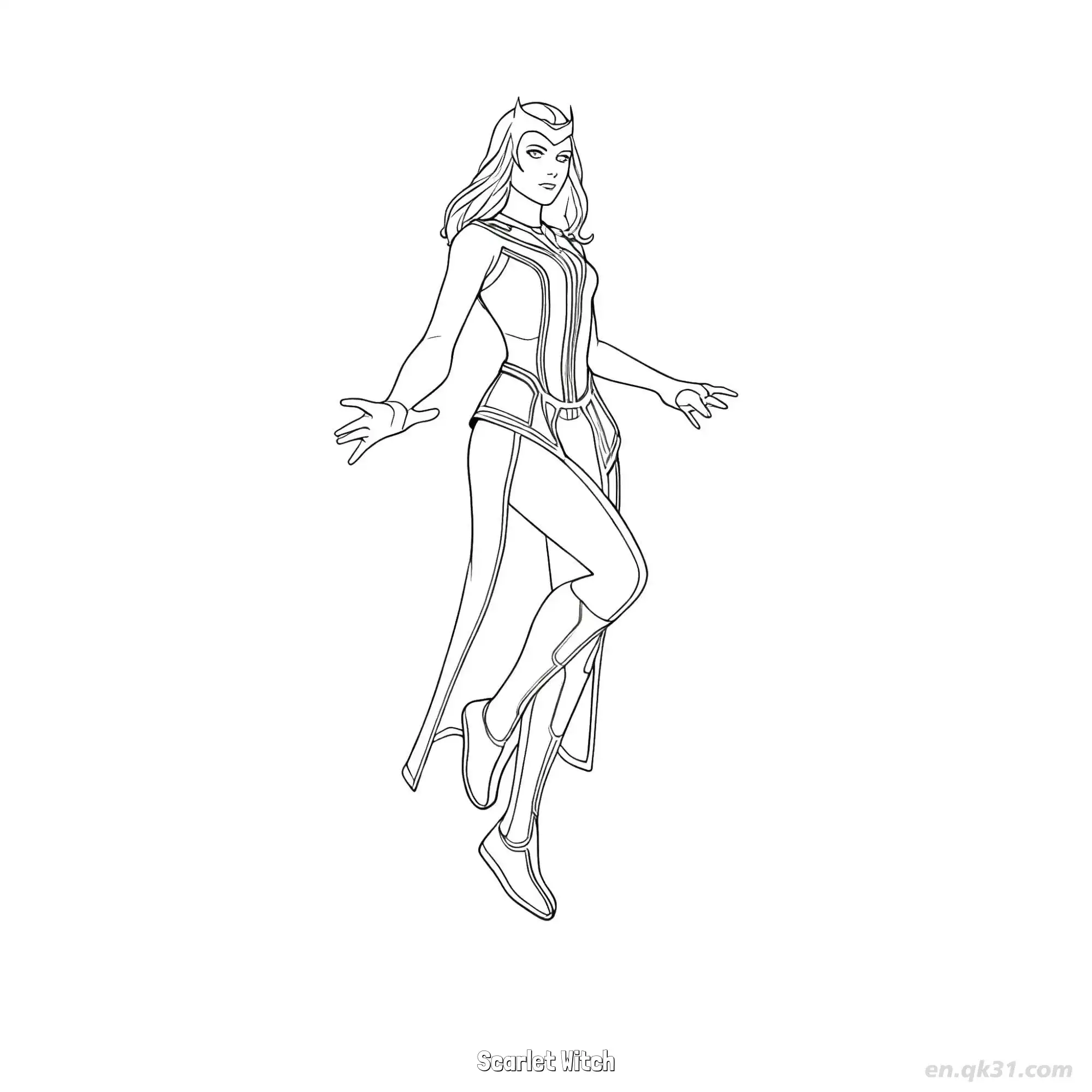免费 猩红女巫 简笔画 素描 涂鸦 - 免费可打印堡垒之夜 漫威系列 下载PDF 简笔画涂色页