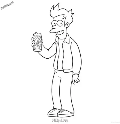 菲利普·J·弗莱 7简笔画 素描 涂鸦 - 免费可打印飞出个未来 下载PDF – 免费可打印简笔画涂色画