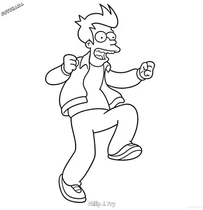 菲利普·J·弗莱 简笔画 素描 涂鸦 - 免费可打印飞出个未来 下载PDF – 免费可打印简笔画涂色画