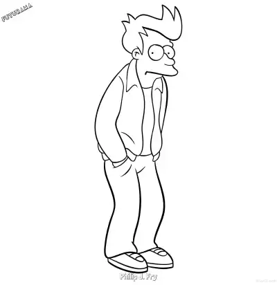 菲利普·J·弗莱 1简笔画 素描 涂鸦 - 免费可打印飞出个未来 下载PDF – 免费可打印简笔画涂色画