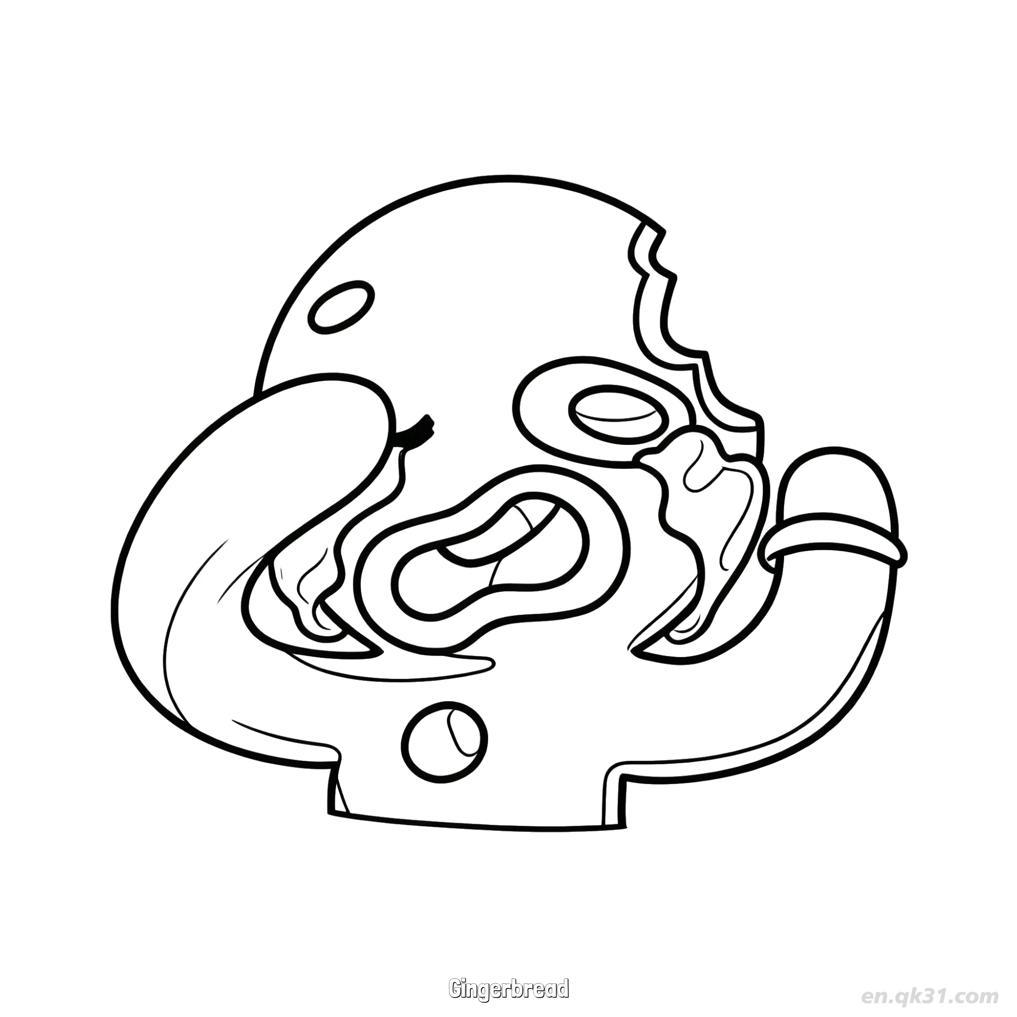 免费 抽象被咬姜饼人角色涂色页 简笔画涂色页