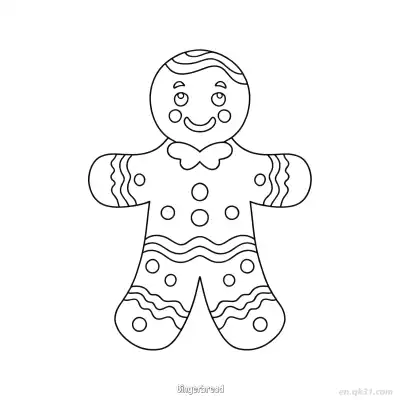 对称领结姜饼人 – 免费可打印简笔画涂色画