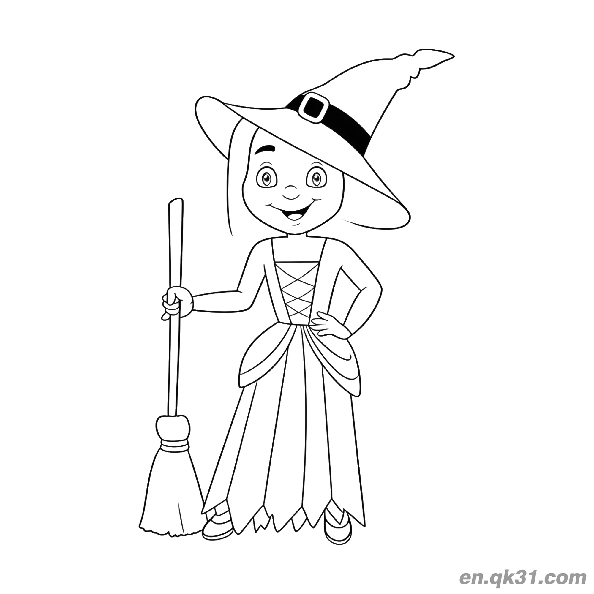 免费 邪恶微笑女巫涂色页简笔画 简笔画涂色页