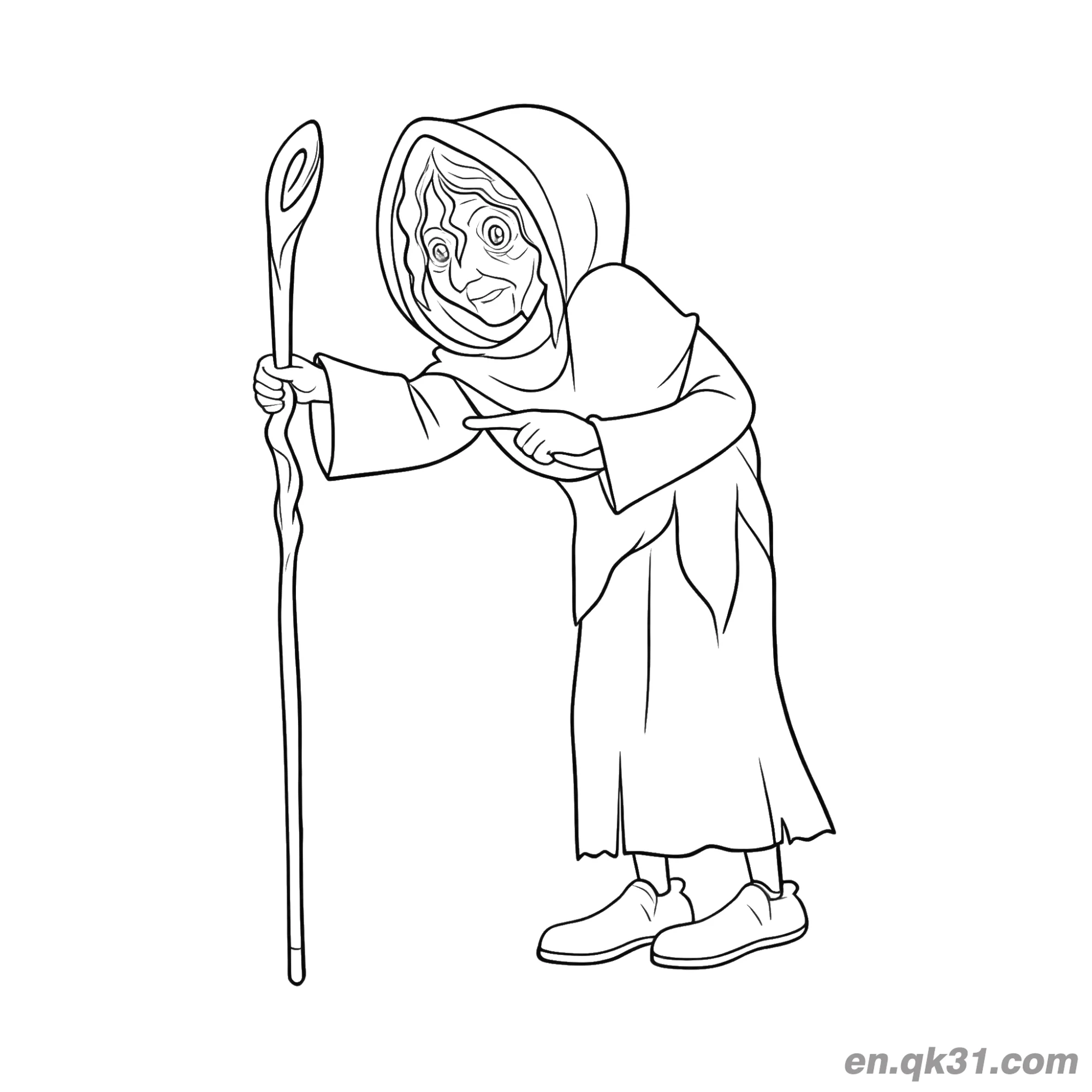 免费 童话故事女巫涂色页简笔画 简笔画涂色页