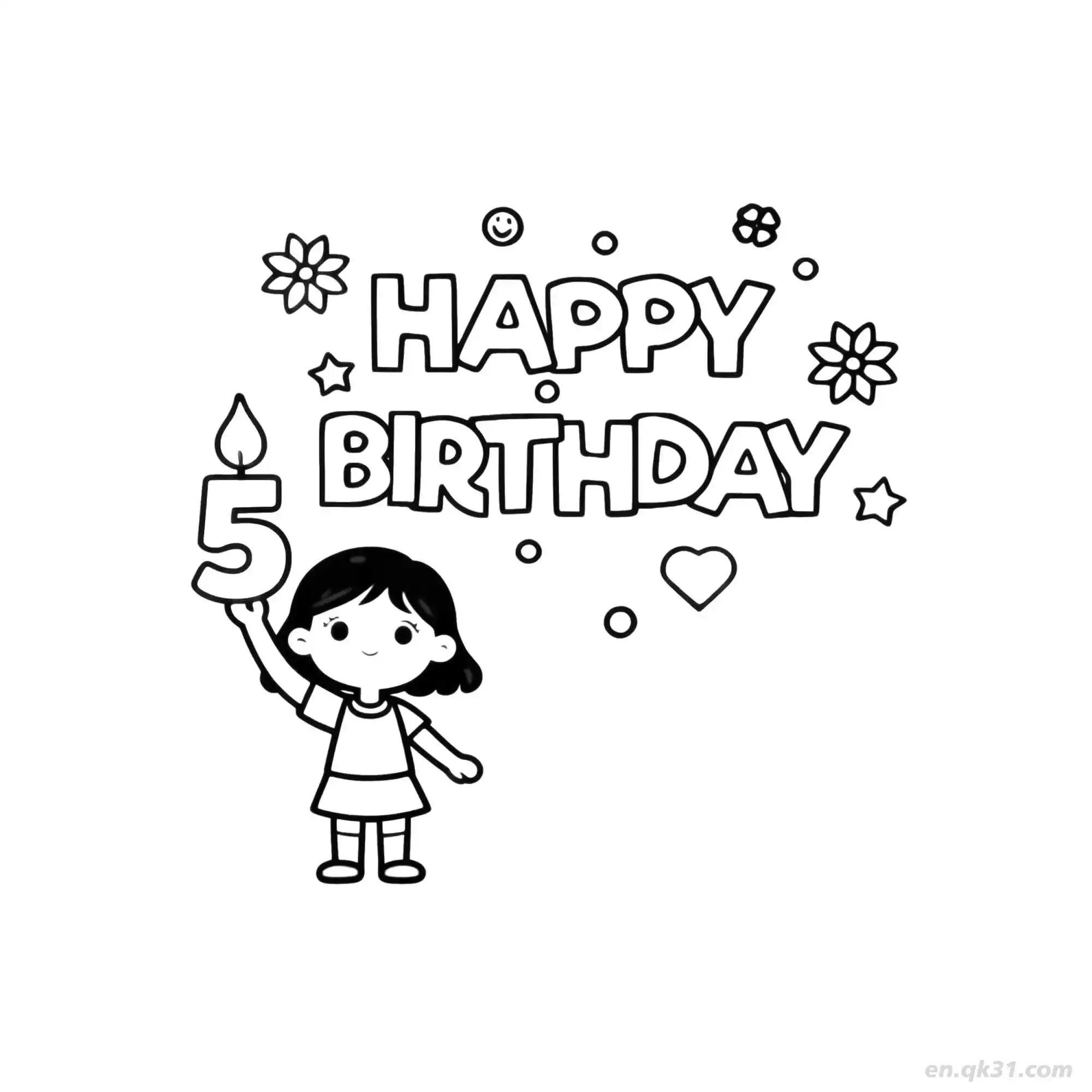 免费 女孩生日快乐 11简笔画 素描 涂鸦 - 免费可打印 生日简笔画 下载PDF 简笔画涂色页