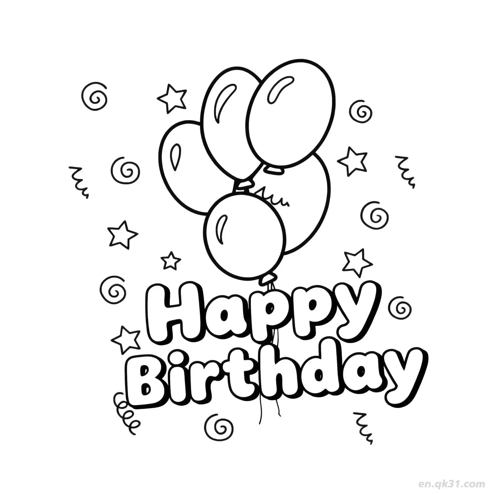 免费 生日快乐 16简笔画 素描 涂鸦 - 免费可打印 生日简笔画 下载PDF 简笔画涂色页