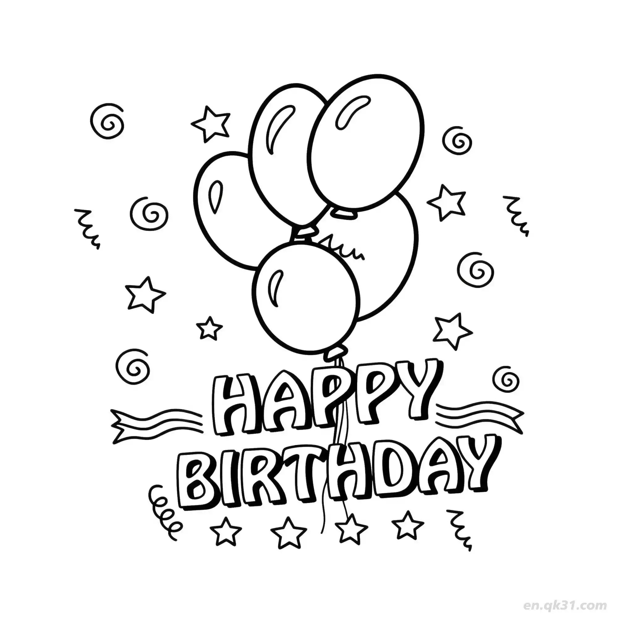 免费 生日快乐 18简笔画 素描 涂鸦 - 免费可打印 生日简笔画 下载PDF 简笔画涂色页