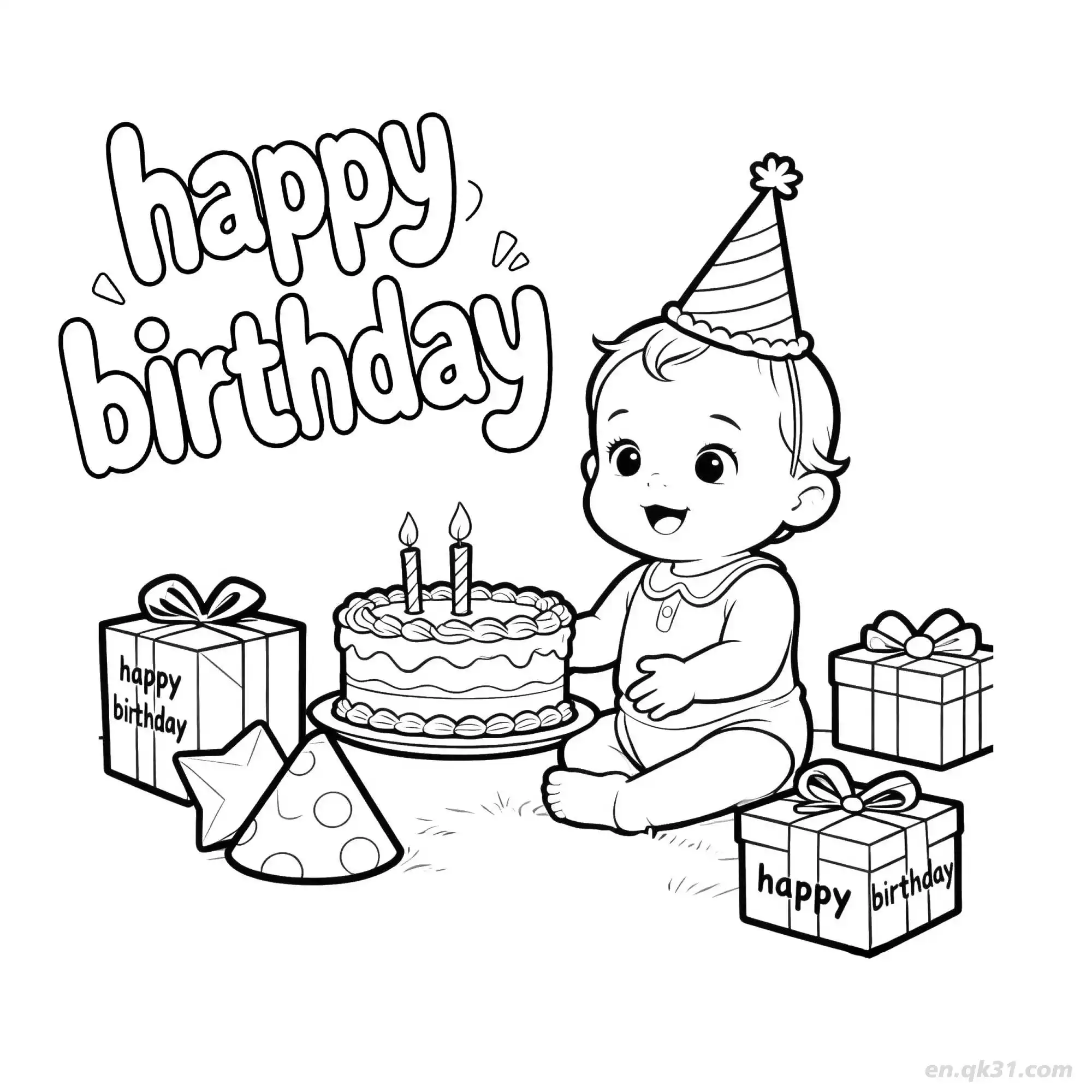 免费 生日快乐 25简笔画 素描 涂鸦 - 免费可打印 生日简笔画 下载PDF 简笔画涂色页