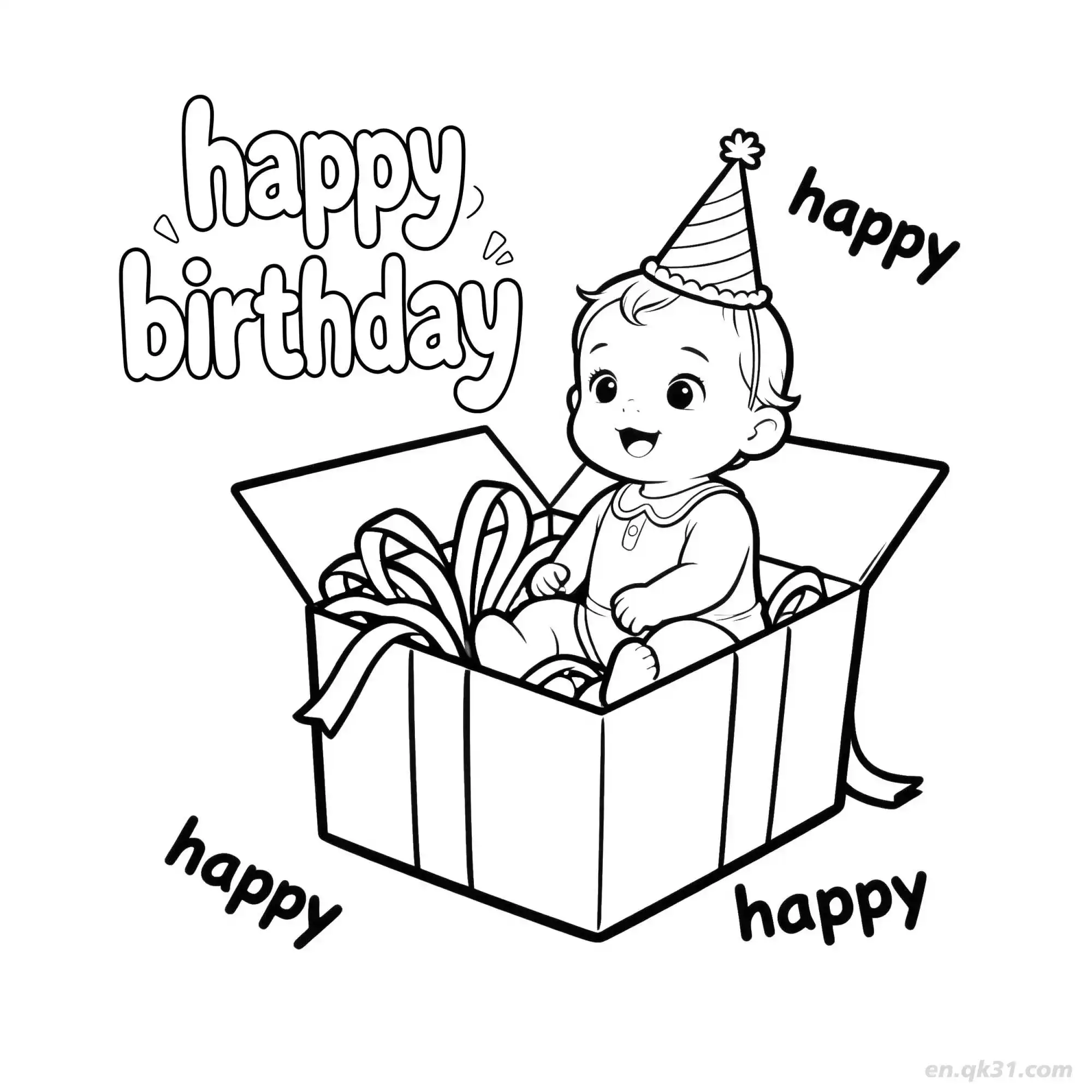 免费 生日快乐 27简笔画 素描 涂鸦 - 免费可打印 生日简笔画 下载PDF 简笔画涂色页
