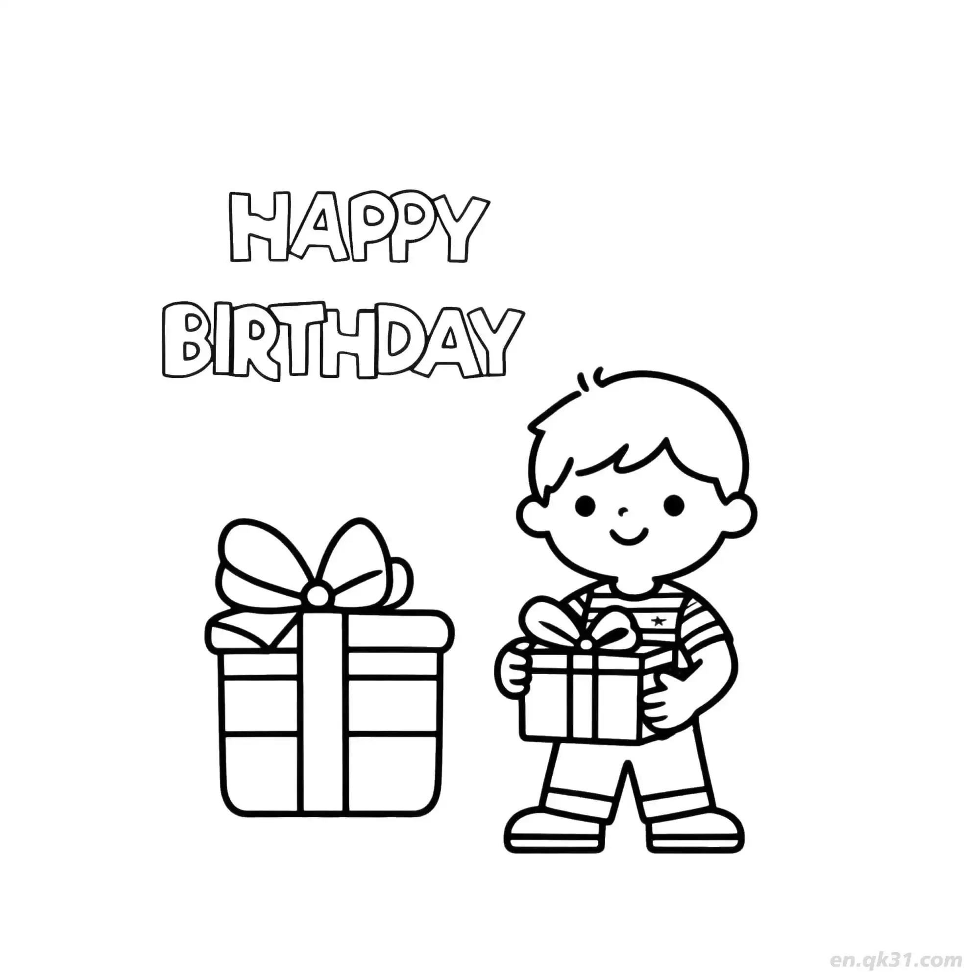 免费 男孩生日快乐 7简笔画 素描 涂鸦 - 免费可打印 生日简笔画 下载PDF 简笔画涂色页