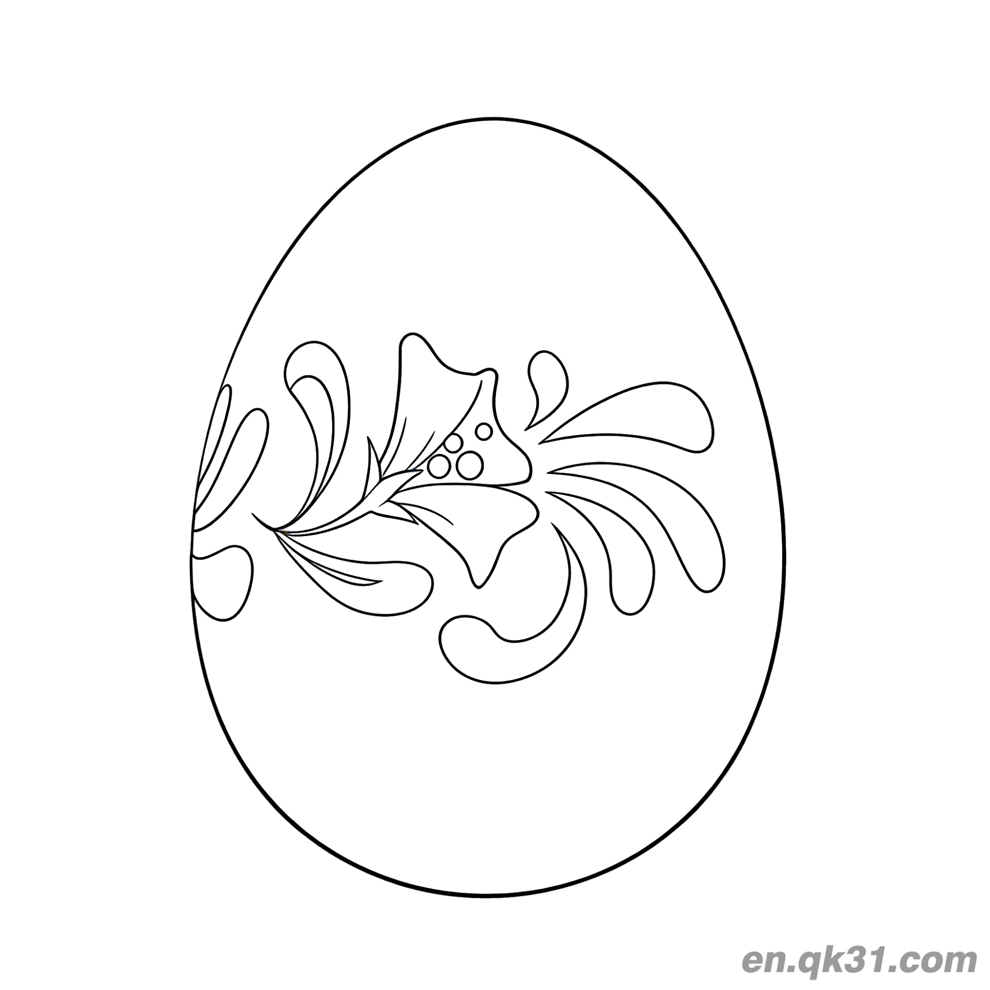 免费 艺术 swirl 花卉复活节彩蛋简笔画涂色页 简笔画涂色页