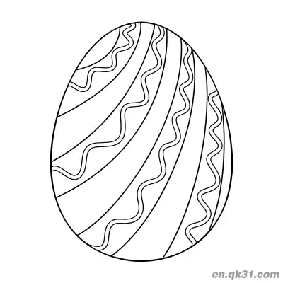 对角线波浪线复活节彩蛋简笔画涂色页 – 免费可打印简笔画涂色画