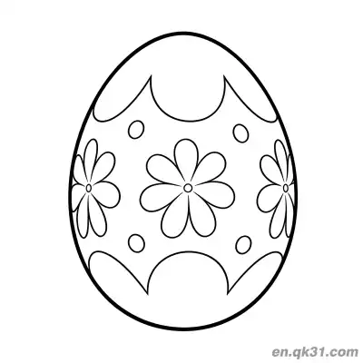 半圆点与八瓣花复活节彩蛋简笔画涂色页 – 免费可打印简笔画涂色画