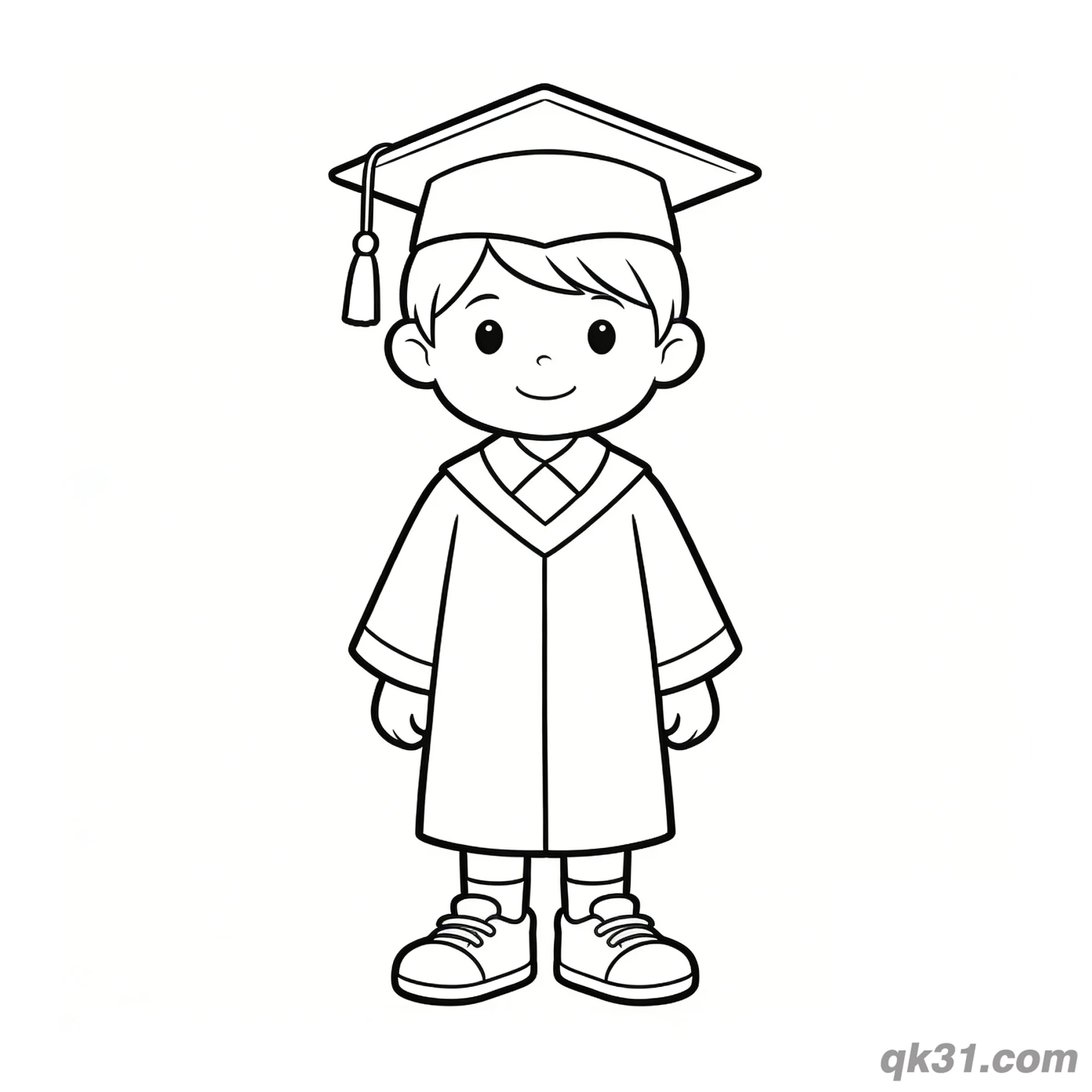 免费 经典毕业男孩站立姿势简笔画涂色页 简笔画涂色页