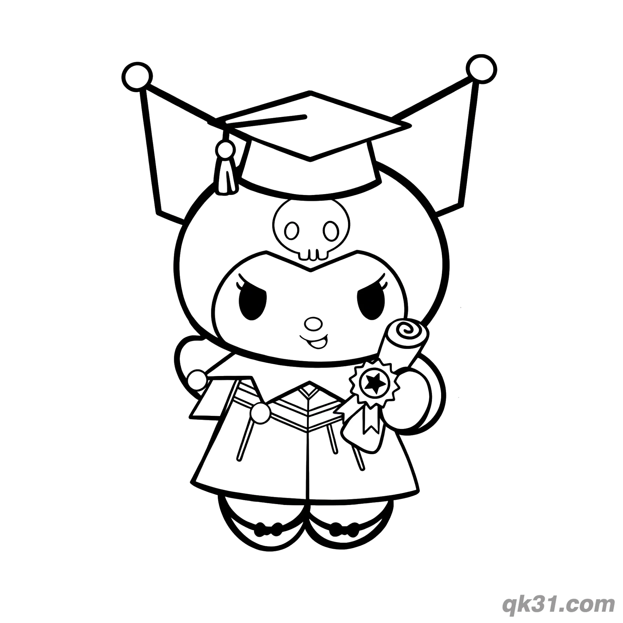 免费 库洛米毕业简笔画涂色页 简笔画涂色页