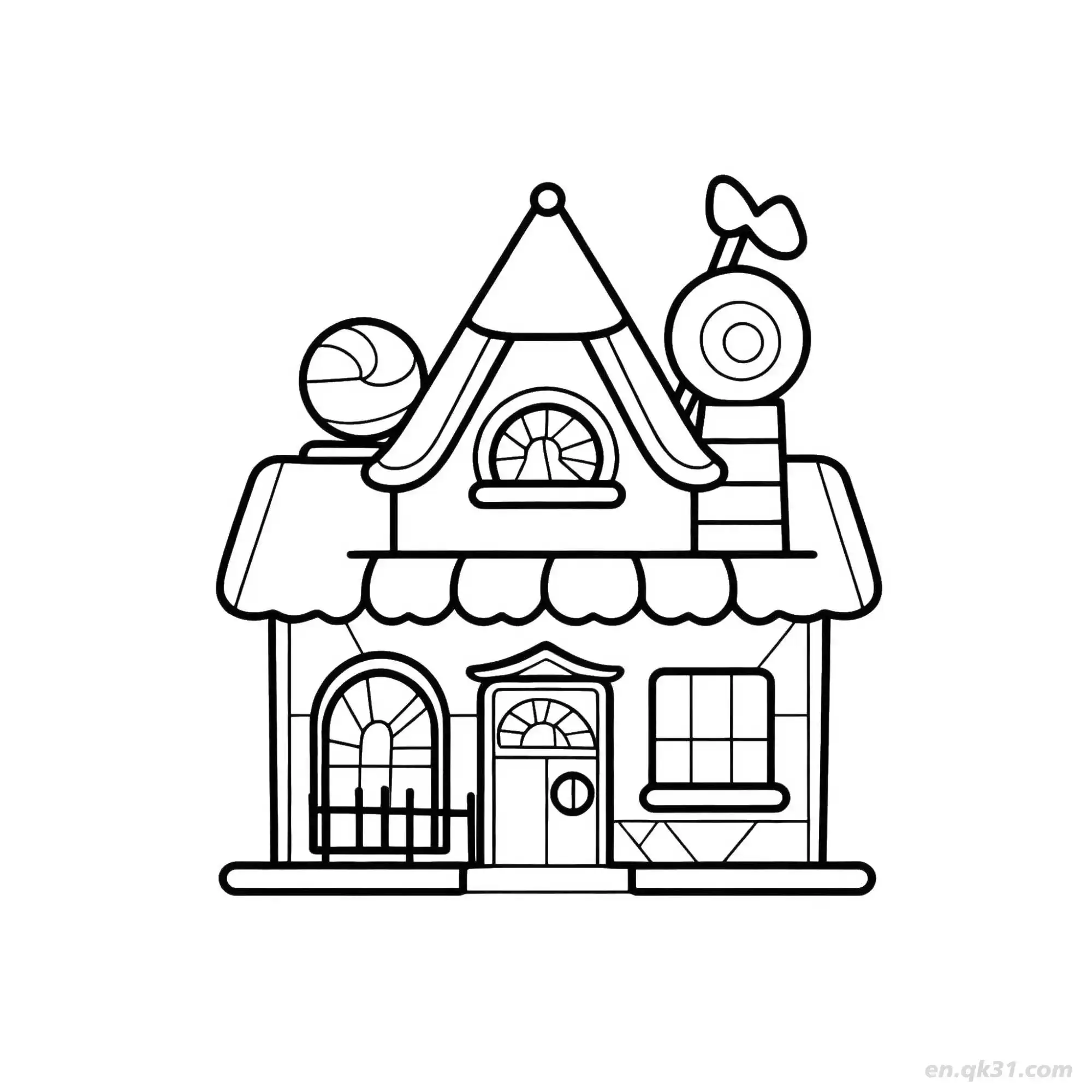 免费 糖果屋 简笔画 素描 涂鸦 - 免费可打印 房子简笔画 下载PDF 简笔画涂色页