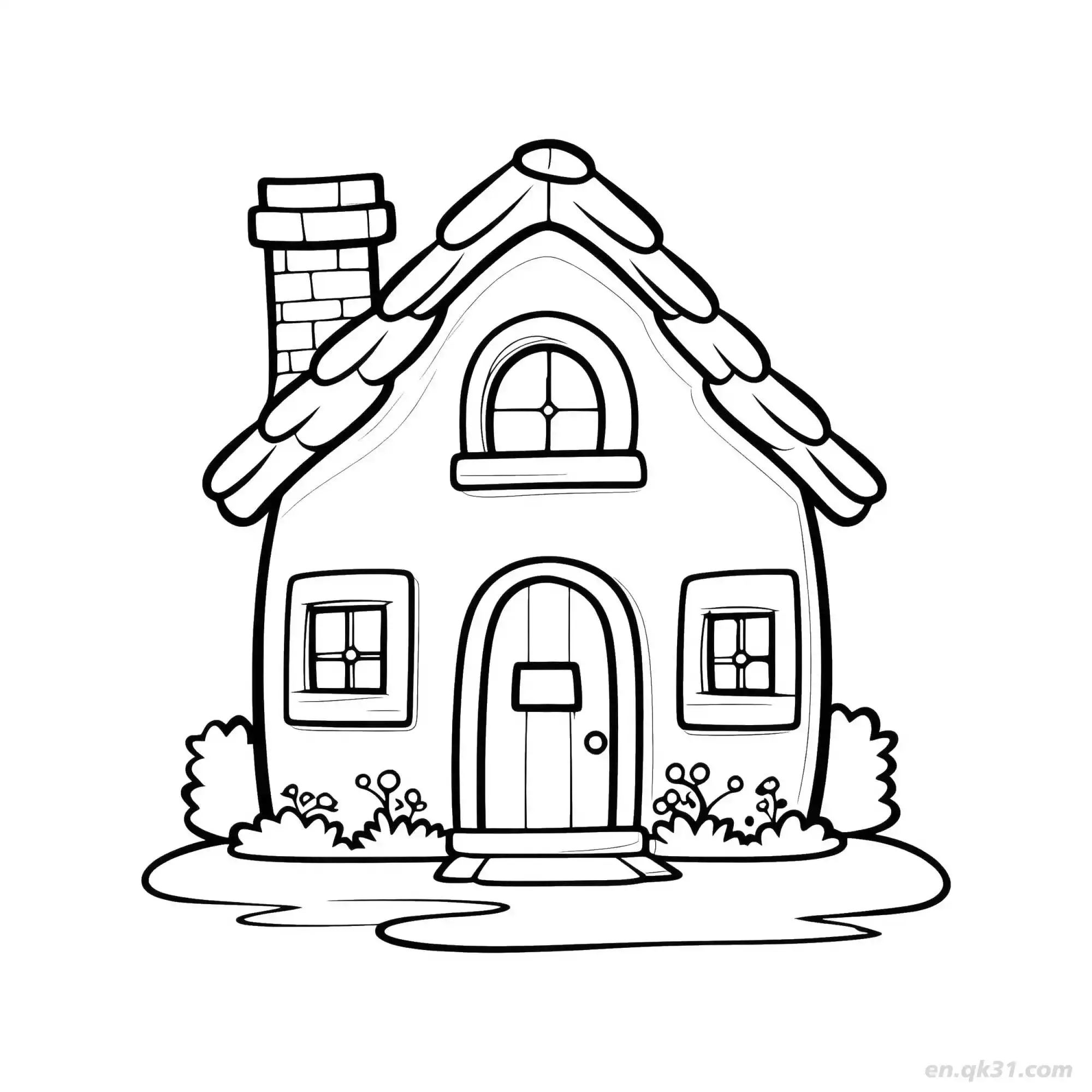免费 童话小屋 简笔画 素描 涂鸦 - 免费可打印 房子简笔画 下载PDF 简笔画涂色页