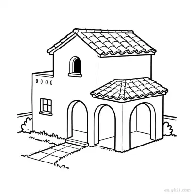 双层建筑 8简笔画 素描 涂鸦 - 免费可打印 房子简笔画 下载PDF – 免费可打印简笔画涂色画