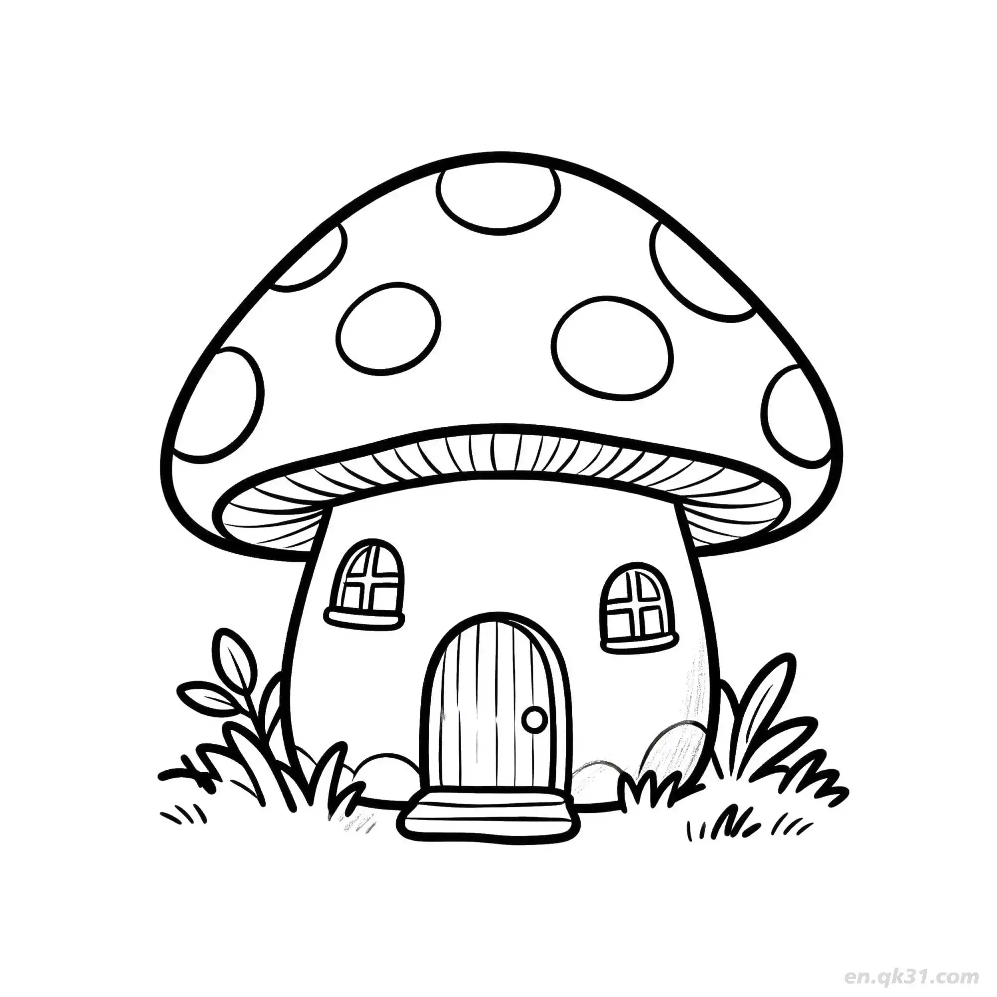 免费 蘑菇房屋 1简笔画 素描 涂鸦 - 免费可打印 房子简笔画 下载PDF 简笔画涂色页