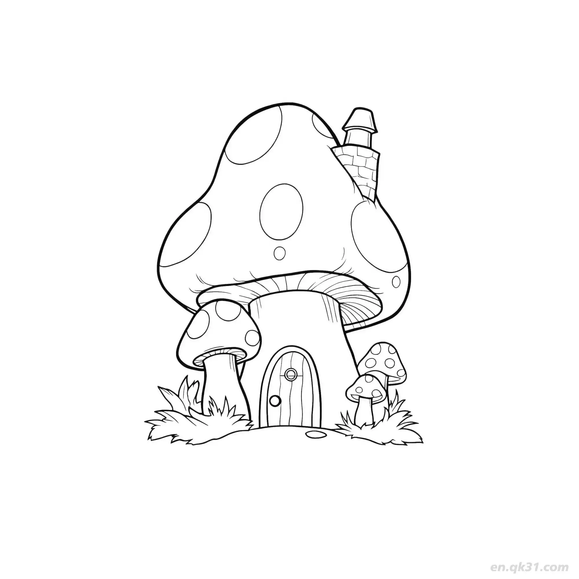 免费 蘑菇房屋 3简笔画 素描 涂鸦 - 免费可打印 房子简笔画 下载PDF 简笔画涂色页
