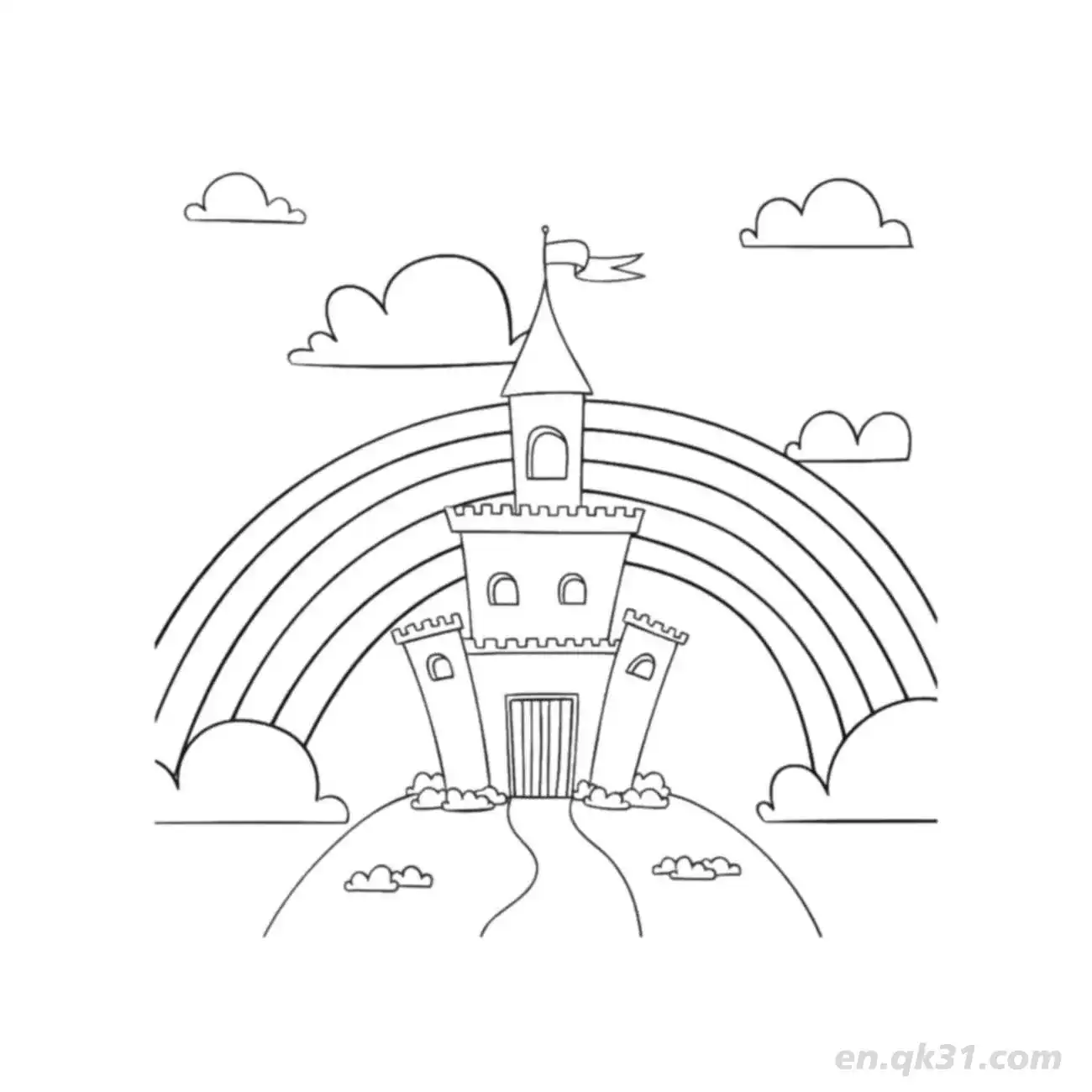 免费 公主城堡 简笔画 素描 涂鸦 - 免费可打印 房子简笔画 下载PDF 简笔画涂色页