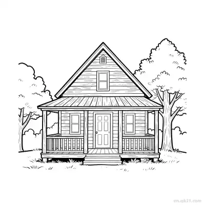 林间木屋 简笔画 素描 涂鸦 - 免费可打印 房子简笔画 下载PDF – 免费可打印简笔画涂色画