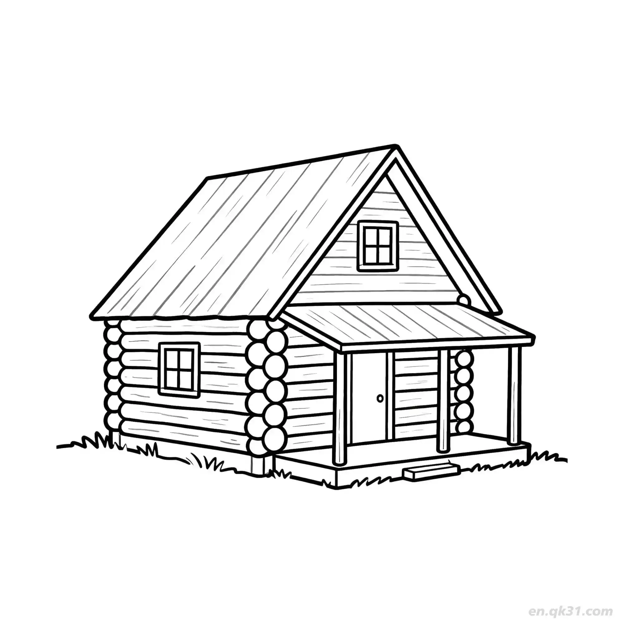 免费 木屋 1简笔画 素描 涂鸦 - 免费可打印 房子简笔画 下载PDF 简笔画涂色页