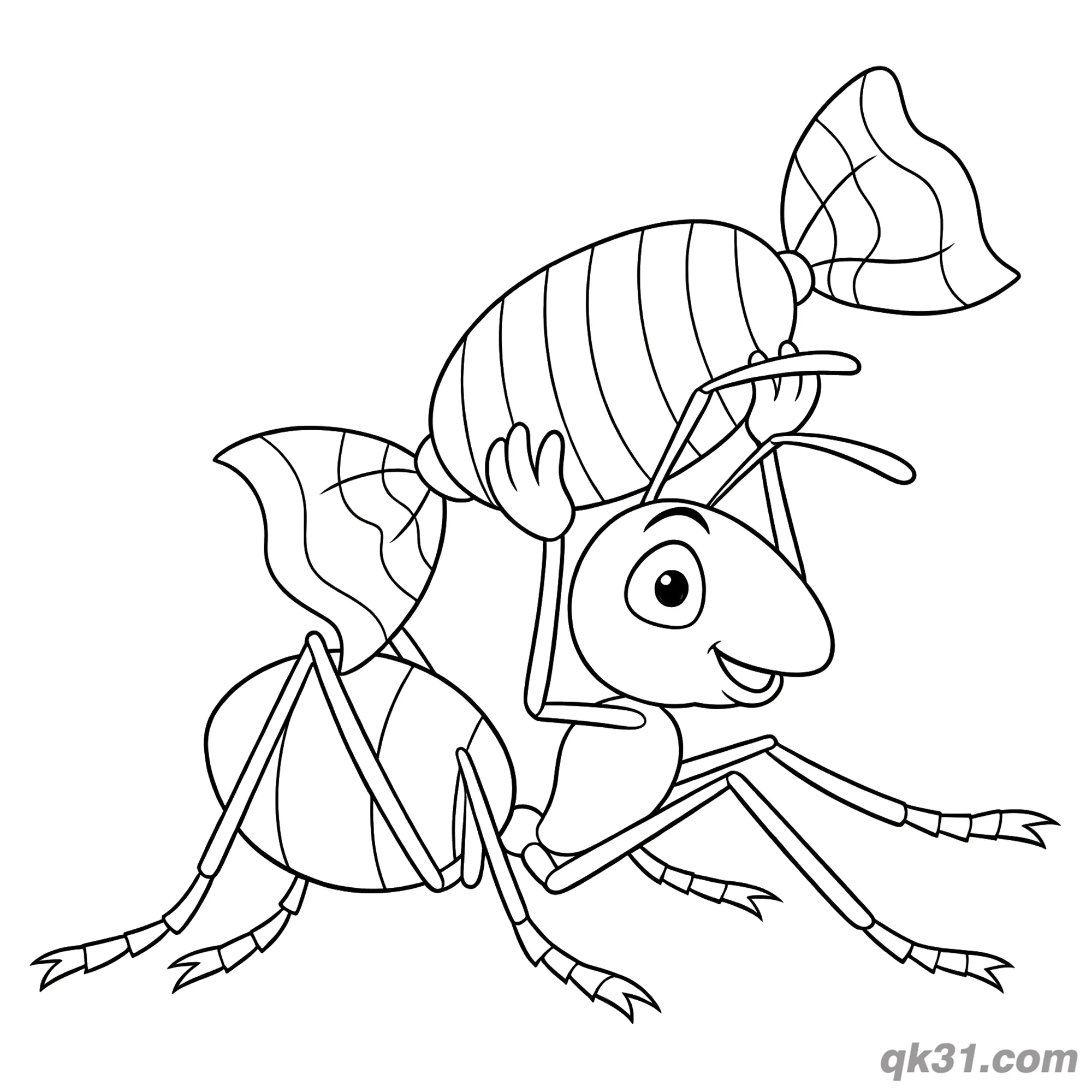 免费 蚂蚁搬运条纹糖果简笔画涂色页 简笔画涂色页
