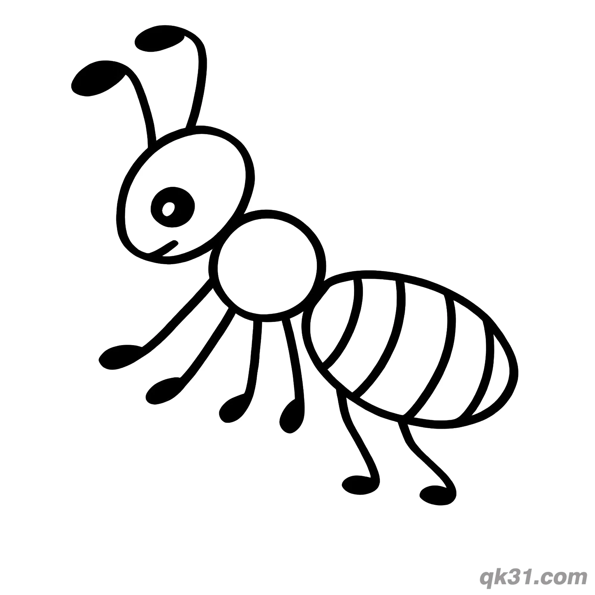 免费 极简幼儿蚂蚁简笔画涂色页 简笔画涂色页