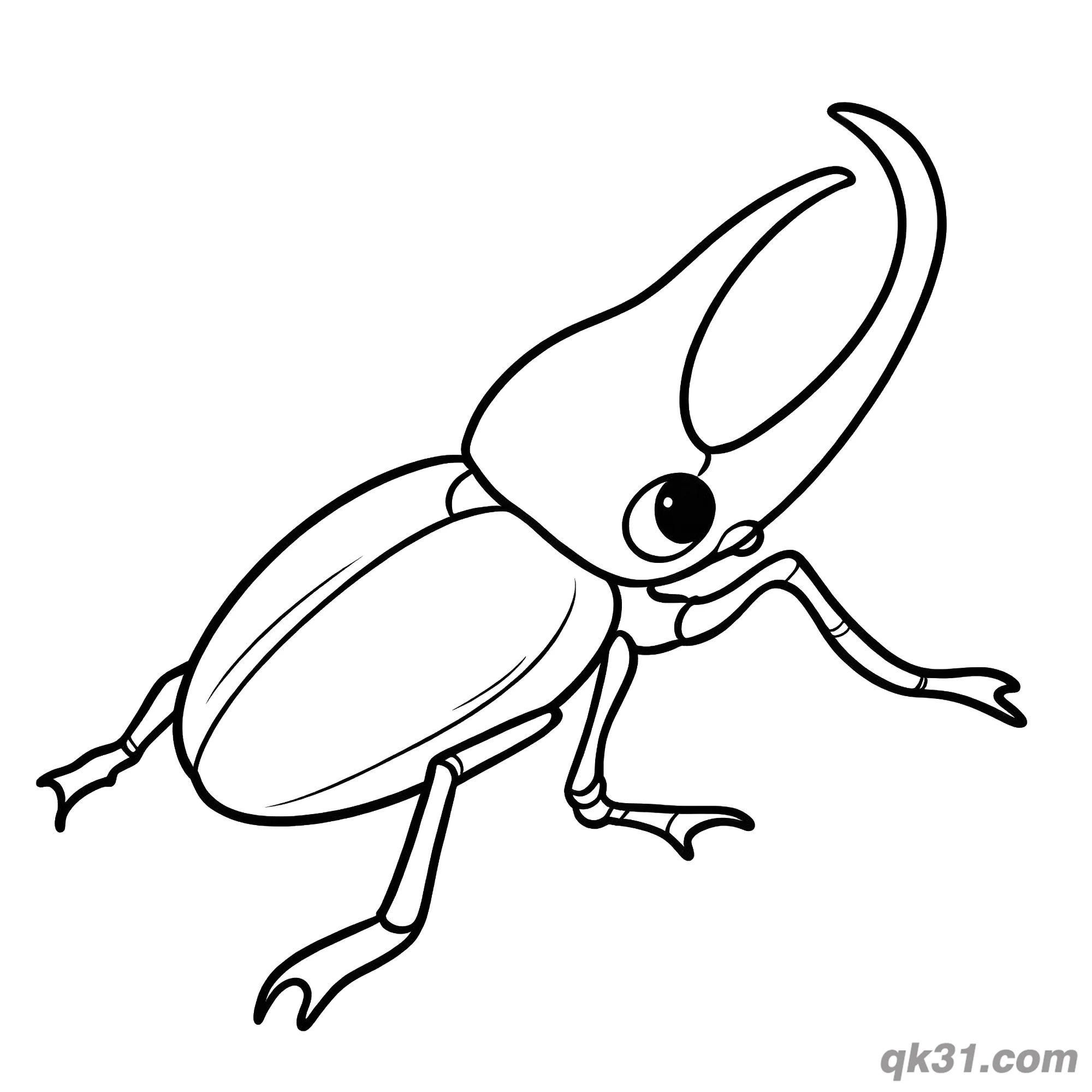 免费 飞行视角独角仙简笔画涂色页 简笔画涂色页